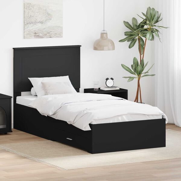 vidaXL Bed Frame Black and Silver 100 x 200 cm Engineered Wood