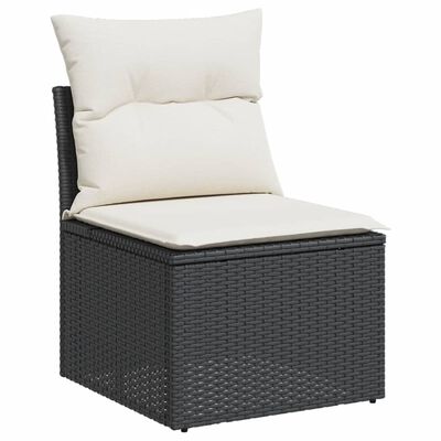 vidaXL 11 Piece Garden Sofa Set with Cushions Black Poly Rattan