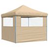 vidaXL Foldable Party Tent Pop-Up with 2 Sidewalls Beige