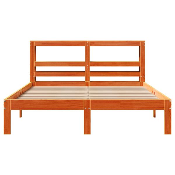 vidaXL Bed Frame without Mattress Wax Brown 135x190 cm Double Solid Wood Pine