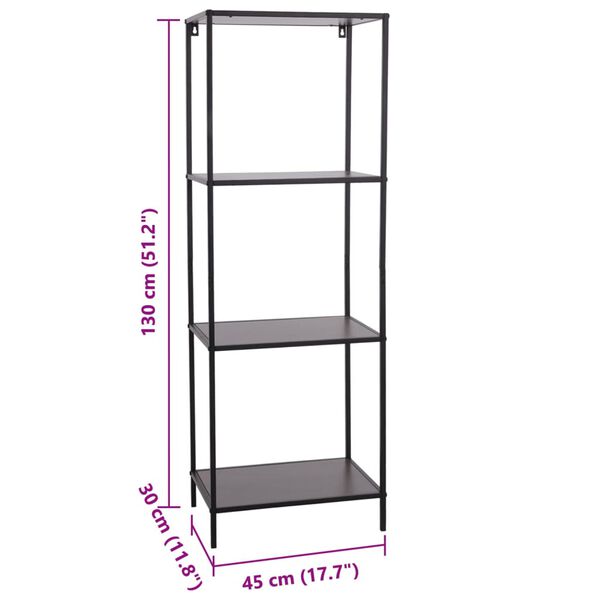 H&S Collection 3-tier Open Cabinet 45x30x130 cm Black