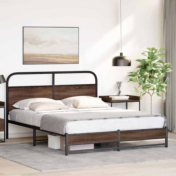 vidaXL Bed Frame without Mattress 150x200 cm Brown Oak Engineered Wood