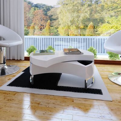 vidaXL Coffee Table Shape-adjustable High Gloss White