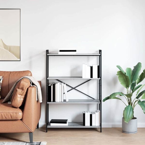 vidaXL Bookshelf Grey sonoma 80 x 30 x 120 cm Engineered Wood