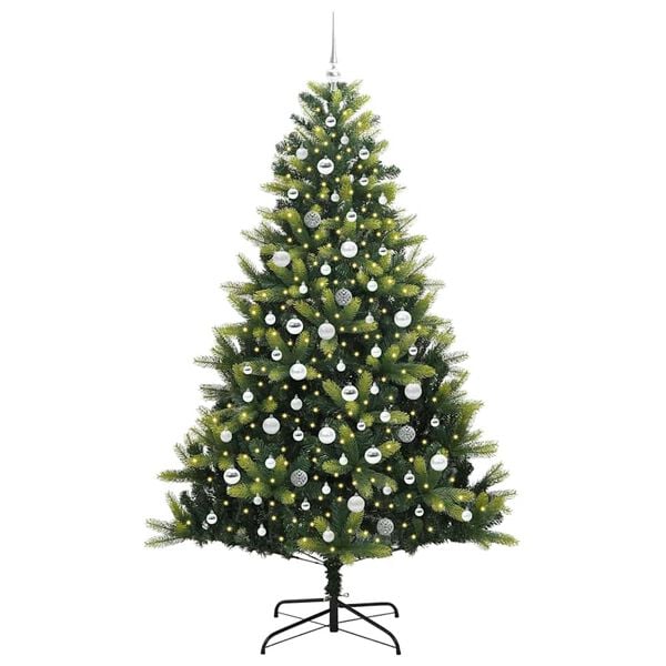 vidaXL Artificial Hinged Christmas Tree 300 LEDs Green 210 cm