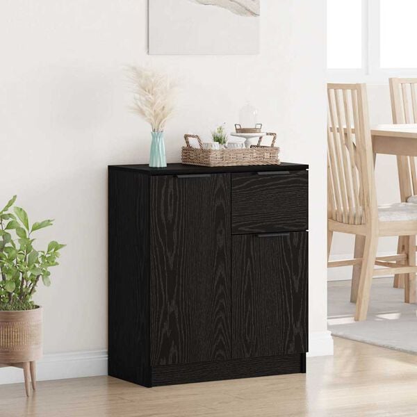 vidaXL Sideboard with Drawer Black Oak 60 x 30 x 70 cm Engineered Wood