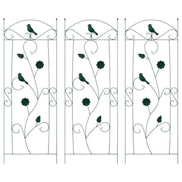 vidaXL Garden Fence 3 pcs Green 112 x 40 cm Steel