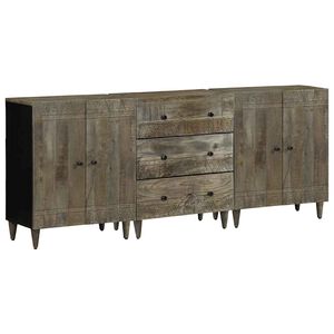 vidaXL 3 Piece Sideboards Light Grey 60x33.5x75 cm Solid Wood Mango