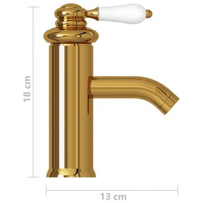 vidaXL Bathroom Basin Faucet Gold 130x180 mm