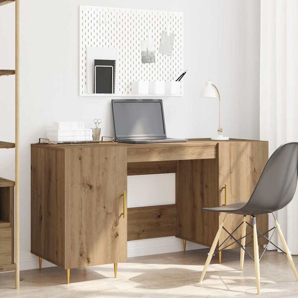 vidaXL Desk with Shelf Artisan oak 140 x 50 x 75 cm Engineered wood