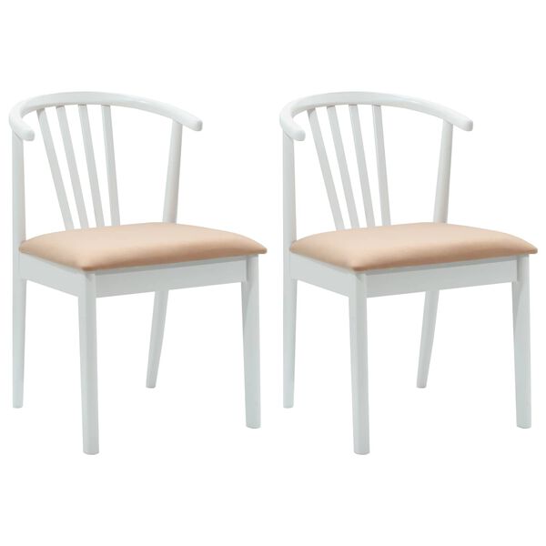 vidaXL Dining Chair 2 pcs White and Brown Solid Rubberwood