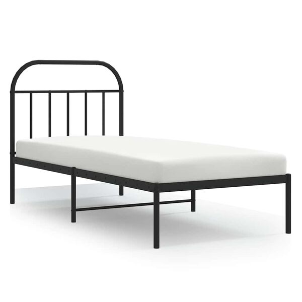 vidaXL Metal Bed Frame without Mattress with Headboard Black 90x200cm
