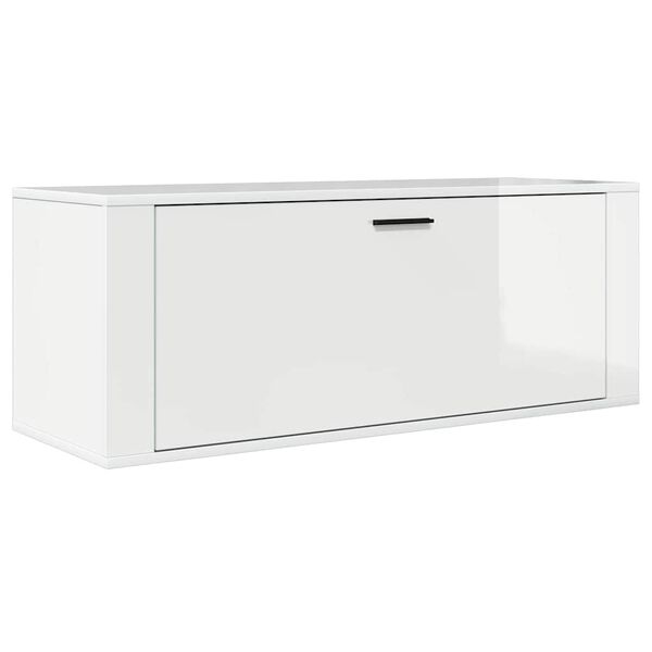 vidaXL Wall Shoe Cabinet High Gloss White 100x35x38 cm Engineered Wood