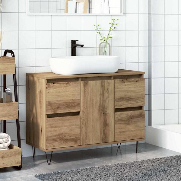 vidaXL Bathroom Cabinet Artisan Oak 80x33x60 cm Engineered Wood