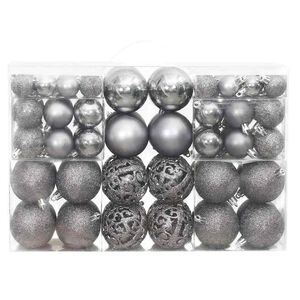 vidaXL Christmas Baubles 100 pcs Grey 3 / 4 / 6 cm