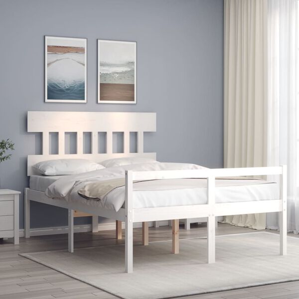 vidaXL Senior Bed without Mattress White 140x200 cm Solid Wood