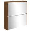 vidaXL Shoe Cabinet with Mirror 2-Layer Brown Oak 63x17x67 cm