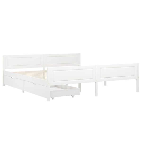 vidaXL Bed Frame without Mattress White Solid Wood Pine 180x200 cm Super King