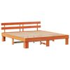 vidaXL Bed Frame with Headboard Wax Brown 200 x 200 cm Solid Pine Wood