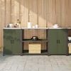 vidaXL Kitchen Storage Set 3 pcs Olive Green Cold-rolled Steel