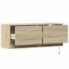 vidaXL TV Wall Cabinet with LED Lights Sonoma Oak 100x31x35 cm