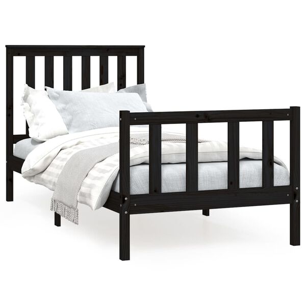 vidaXL Bed Frame without Mattress Black 90x200 cm Solid Wood Pine