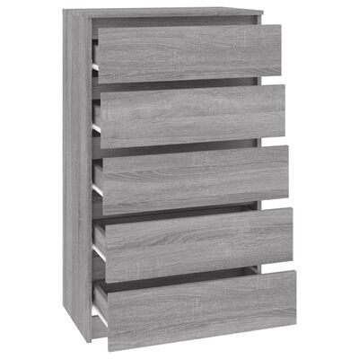 vidaXL Drawer Cabinet Grey Sonoma 60x36x103 cm Engineered Wood