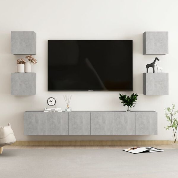 vidaXL 7 Piece TV Cabinet Set Concrete Grey Engineered Wood