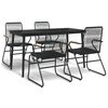 vidaXL 5 Piece Garden Dining Set Black PVC Rattan