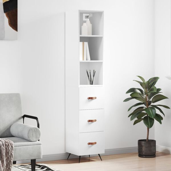 vidaXL Highboard White 34.5x34x180 cm Engineered Wood