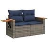 vidaXL 6 Piece Garden Sofa Set with Cushions Grey Poly Rattan Acacia