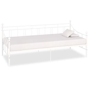vidaXL Day Bed Frame | White | Metal, plywood, plastic | 90x200 cm