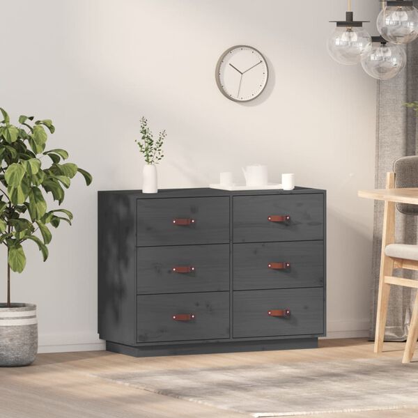 vidaXL Sideboard Grey 100x40x75 cm Solid Wood Pine