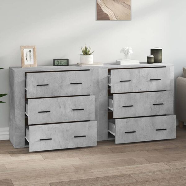 vidaXL Sideboards 2 pcs Concrete Grey Engineered Wood