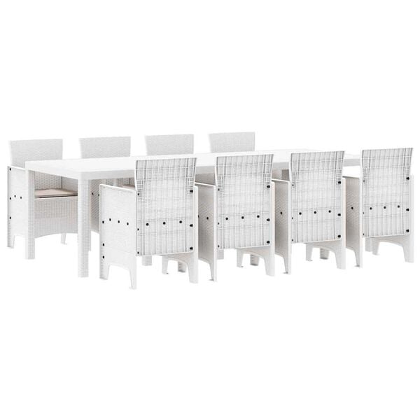 vidaXL Garden Dining Set 9 pcs Light Grey Polt rattan