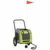 vidaXL Pet Bike Trailer Green and grey 124.5 x 63.5 x 53 cm