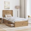 vidaXL Bed Frame with Drawer Artisan Oak 100 x 200 cm Engineered Wood