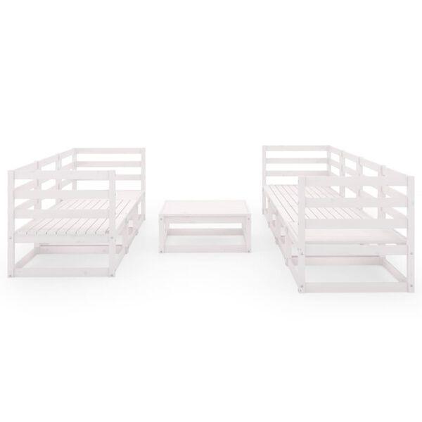 vidaXL 8 Piece Garden Lounge Set White Solid Pinewood