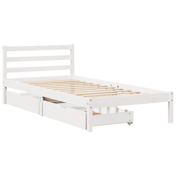 vidaXL Bed Frame without Mattress White 90x190 cm Single Solid Wood Pine