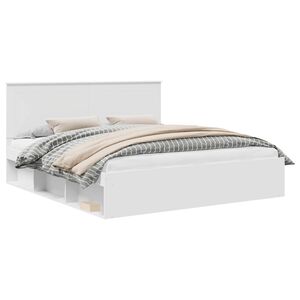 vidaXL Bed Frame with Headboard White 180 x 200 cm Solid Pine Wood