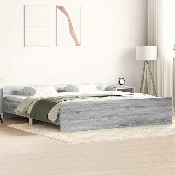 vidaXL Bed Frame without Mattress Grey Sonoma 200x200 cm
