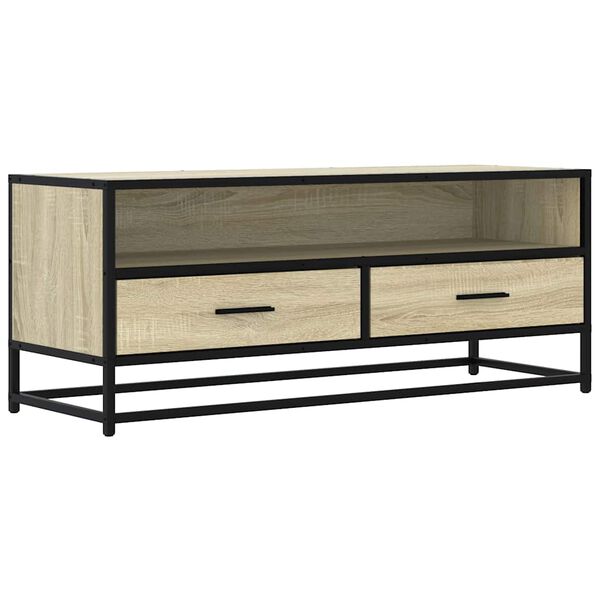 vidaXL TV Cabinet Sonoma Oak 100x34.5x40 cm Engineered Wood and Metal