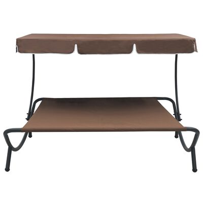 vidaXL Outdoor Lounge Bed with Canopy Brown