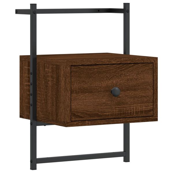vidaXL Bedside Cabinet Wall-mounted Brown Oak 35x30x51 cm Engineered Wood