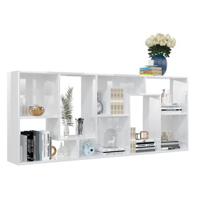 vidaXL Book Cabinet High Gloss White 67x24x161 cm Engineered Wood
