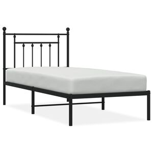 vidaXL Metal Bed Frame without Mattress with Headboard Black 90x200cm