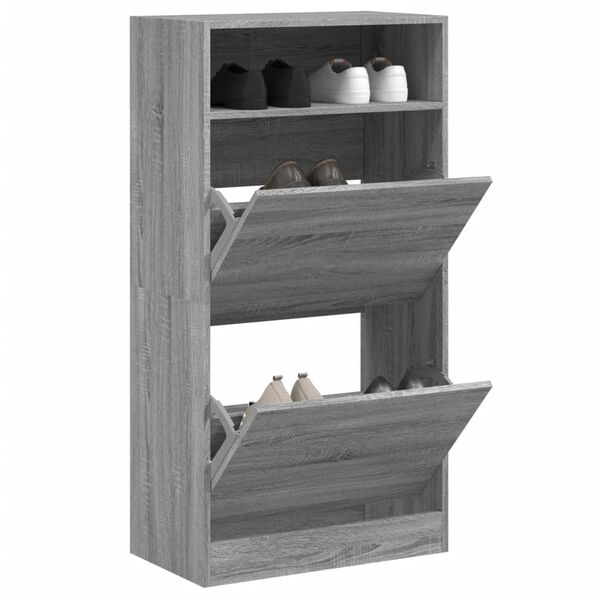 vidaXL Shoe Cabinet Grey Sonoma 60x34x116 Engineered Wood
