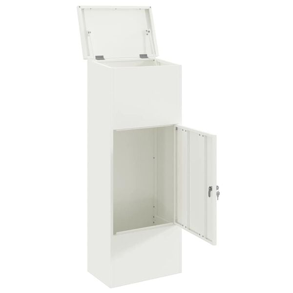 vidaXL Parcel Drop Box White 44.5 x 29 x 110.5 cm Steel