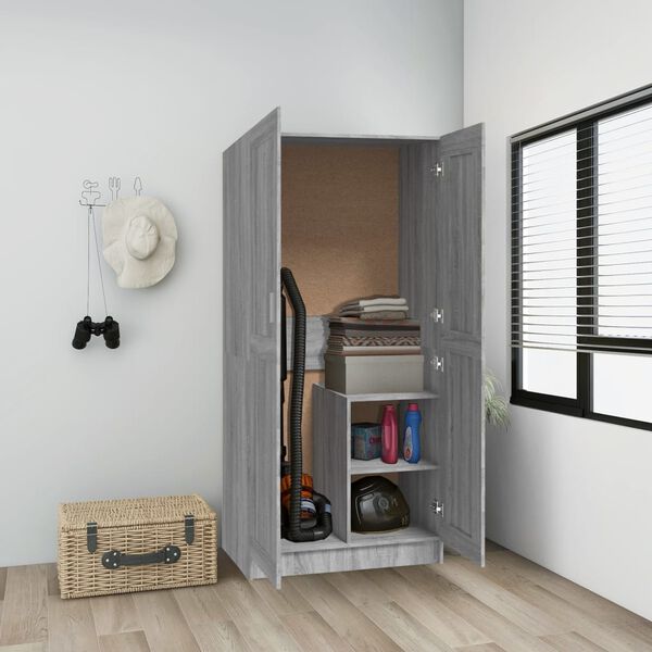 vidaXL Wardrobe Grey Sonoma 82.5x51.5x180 cm Engineered Wood