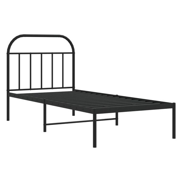 vidaXL Metal Bed Frame without Mattress with Headboard Black 90x200cm
